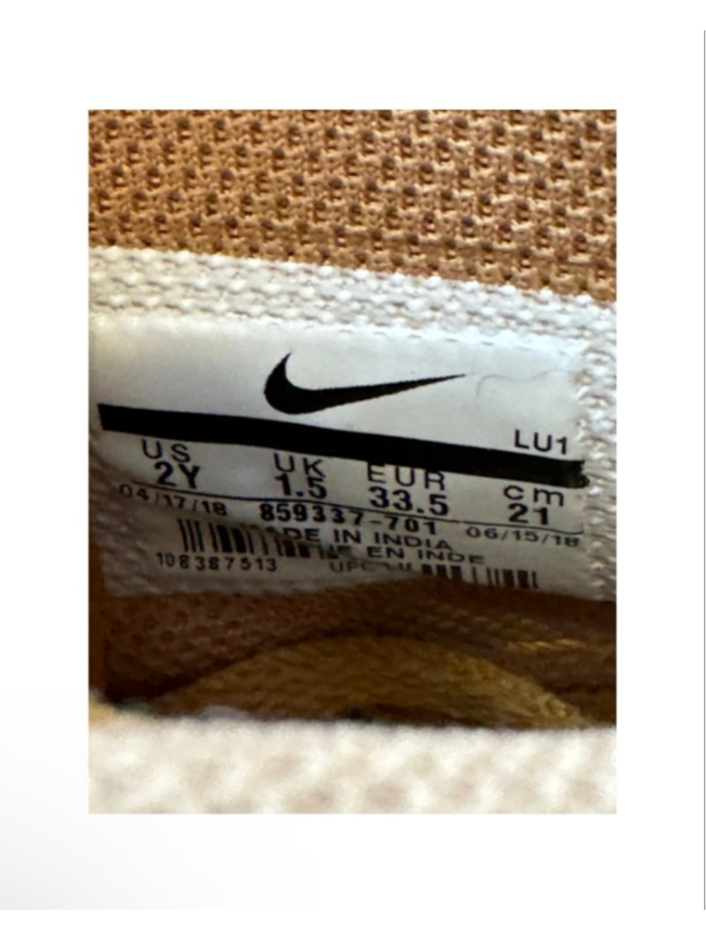 Nike Kids Force 1 Mid Wheat Suede Gum Soles [859337-701] Size 2Y - Picture 8 of 8